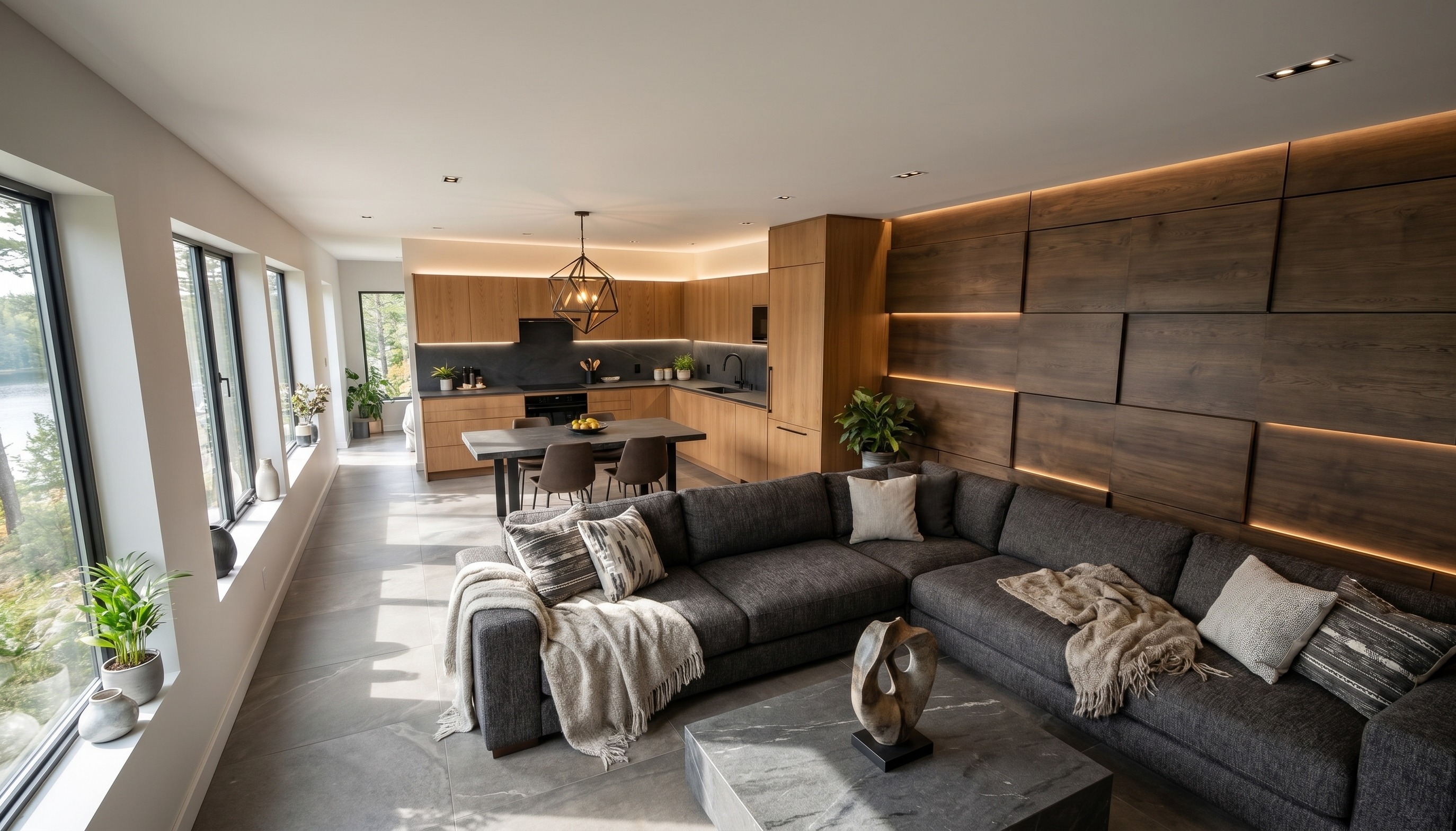 Un salon chaleureux pour les soirées tranquilles.